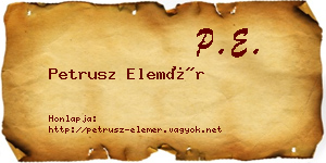 Petrusz Elemér névjegykártya